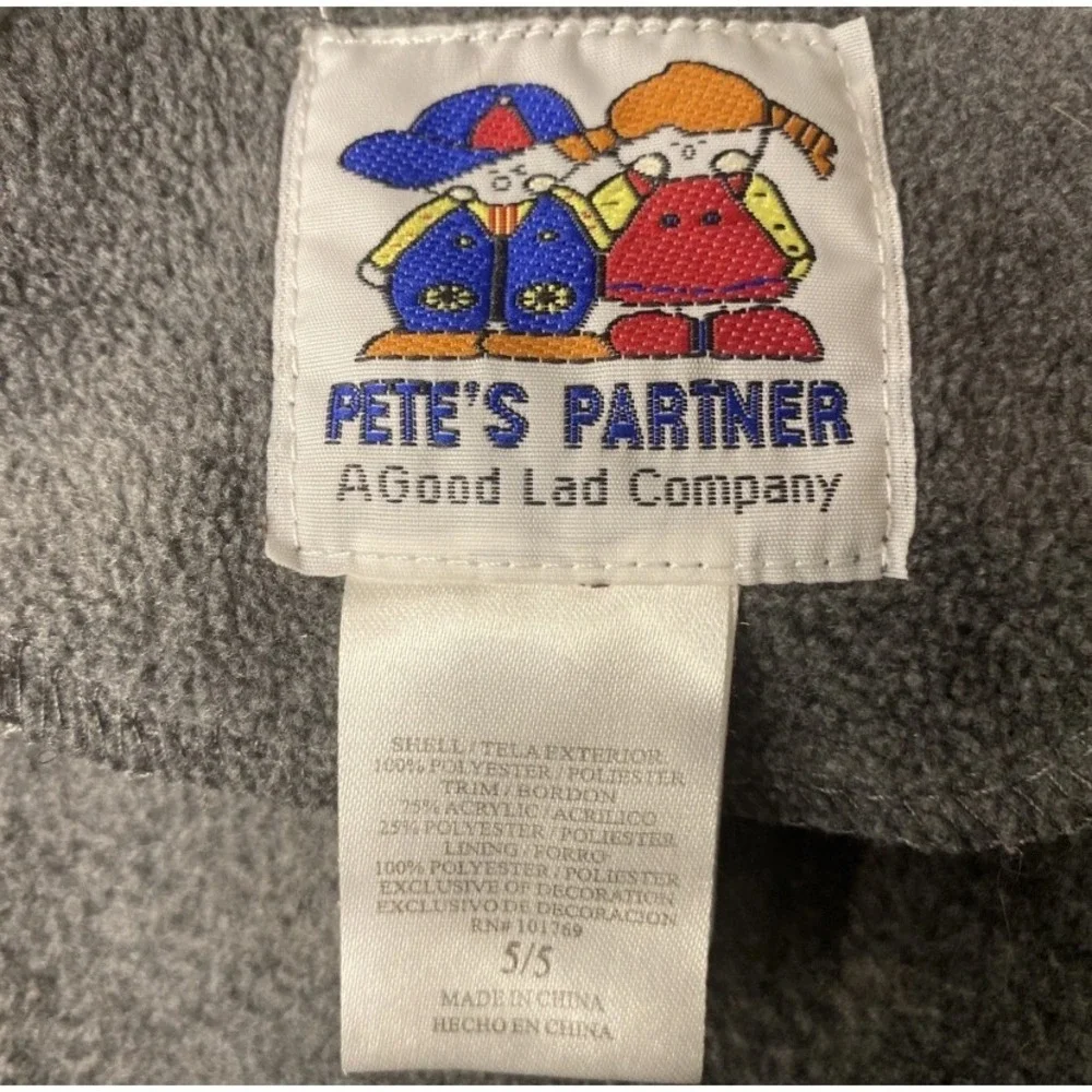 Pete's Partner Fleece Coat Kids 5/5 Gray Faux Fur Collar Rosette Trim Dress Coat